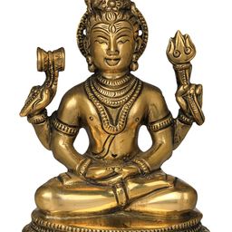 Exotic India Gold Toned Brass Four Armed Meditating Lord Shiva Religious Showpiece-image-80