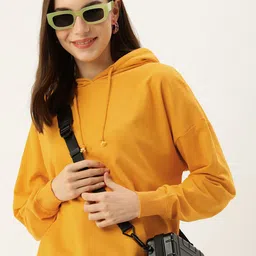 Harvard Solid Drop Shoulder Sleeves Pullover Hooded Sweatshirt-image-26