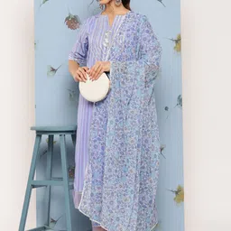 Inddus Yoke Design Regular Gotta Patti Kurta With Trousers & Dupatta-9