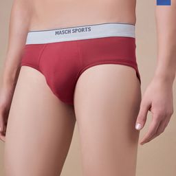 Masch Sports Pack Of 2 Men Mid-Rise Anti-Microbial Basic Briefs BRF-2-SOL-ET-RED-BLU-5