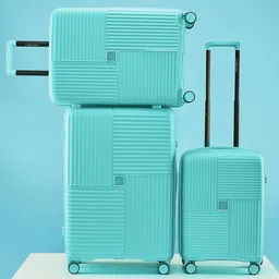 Nasher Miles Polo Class Set Of 3 Light Blue Textured Hard-Sided Trolley Suitcases-48