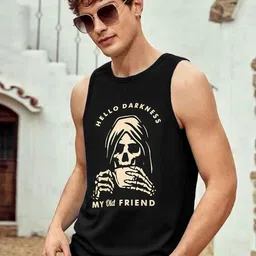 CHKOKKO Round Neck Sleeveless Typographic Printed Regular Fit Cotton Tank Top-picture-18