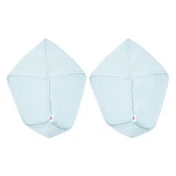Creeva Luxury Blue 2 Pieces Pure Cotton 380 GSM Anti Bacterial Hair Wrap Towels-image-40