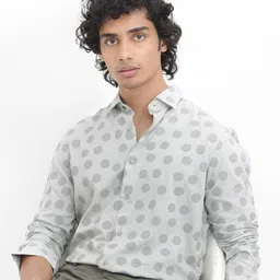 RARE RABBIT Men Pucks Polka Dots Printed Slim Fit Opaque Shirt-picture-38