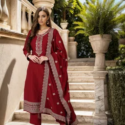 KALINI Yoke Design Regular Sequinned Kurta with Trousers & With Dupatta-picture-49