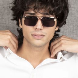 Ted Smith Unisex Grey Lens & Gold-Toned Aviator Sunglasses with UV Protected Lens-3