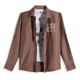 CHARCHIT Boys Solid Casual Shirt With T-Shirt-image-36