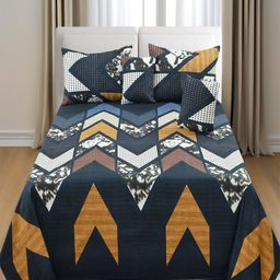 Homio Furnishings Private Limited Nevada Navy Blue Cotton King Bedsheet Set 2.28 x 2.28m-image-53