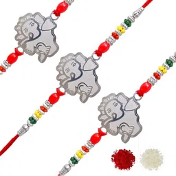 MEIRA JEWELLERY 3-Pcs German Silver Rakhi Elephant Design With Roli Chawal & Greeting Card-20