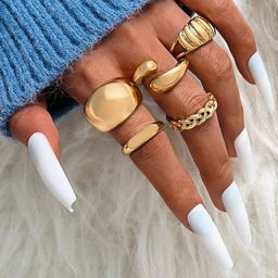 Jewels Galaxy Set Of 5 Gold Plated Midi Adjustable Finger Rings-54