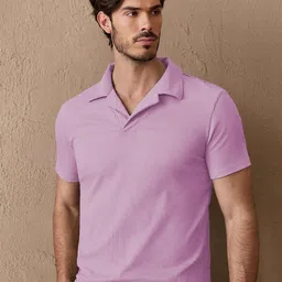TAZO Polo Collar Micro & Ditsy Print Cotton Regular Fit T-shirt-image-38