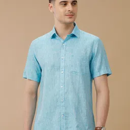 Linen Club Men Contemporary Slim Fit Spread Collar Linen Shirt-image-51