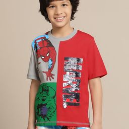 Kids Ville Boys Round Neck Short Sleeves Avengers Printed Pure Cotton Tshirt-15