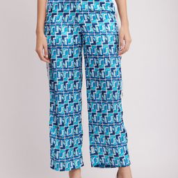 FableStreet Women Geometric Printed Loose Fit High-Rise Satin Parallel Trousers-picture-7