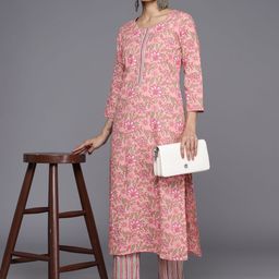 Varanga Floral Printed Regular Gotta Patti Pure Cotton Kurta with Trousers-image-20