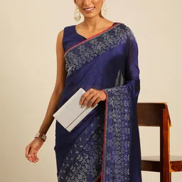 HERE&NOW Beads and Stones Silk Blend Ready to Wear Maheshwari Saree-picture-45