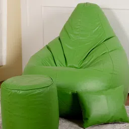 THREADVIBE LIVING Green 3 Pieces Teardrop Filled Bean Bag With Footrest & Cushions-image-40