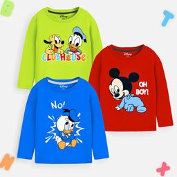 YK Disney Boys Pack Of 3 Humour and Comic Disney Graphic Printed Cotton T-Shirts-image-89