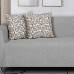 Ode & Cleo Off White & White Set of 2 Embroidered Square Cushion Covers-image-24