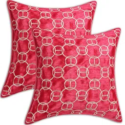 INDHOME LIFE Multicoloured Set of 2 Embroidered Square Cushion Covers-16