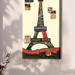 Art Street Cream & Red Eiffel Tower Dimensional Canvas Painting Wall Art-image-91