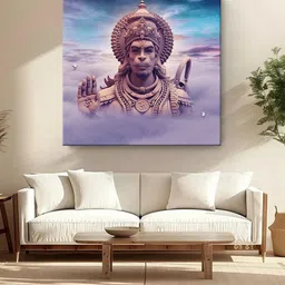 999Store Blue & Beige Chakra Meditation Hanuman Canvas Religious Wall Painting-picture-47