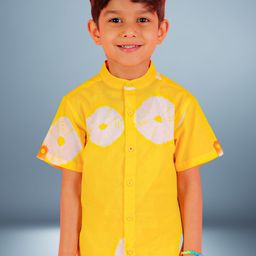 LIL DRAMA Boys Tie and Dye Mandarin Collar Cotton Casual Shirt-picture-0