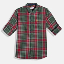 U.S. Polo Assn. Kids Boys Tartan Checked Pure Cotton Casual Shirt-image-63