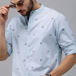 The Roadster Lifestyle Co Men Blue Regular Fit Printed Pure Cotton Sustainable Casual Shirt-image-30