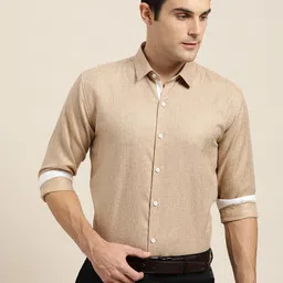 SOJANYA Men Beige Classic Regular Fit Self Design Formal Shirt-image-71