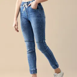 The Roadster Lifestyle Co Cosmic Music Connection Patch Denim Jogger-image-10