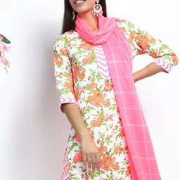Vishudh Floral Printed Straight Kurta With Palazzos & Dupatta-13