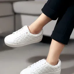 Carlton London Women Woven Design Comfort Insole Lace-Ups Lightweight Sneakers-11