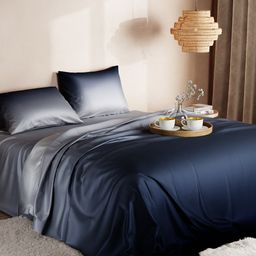Stoa Paris Skies of Paris Grey Solid 300 TC Super King Bedsheet with 2 Pillow Covers-image-90