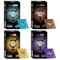 noTTy Boy Men Set of CheckMate + KinkyWinky + OverTime + TickLing Condoms - 10 pcs each-77