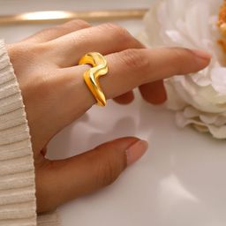 Rubans Voguish 18K Gold Plated Abstract Statement Adjustable Ring-image-64