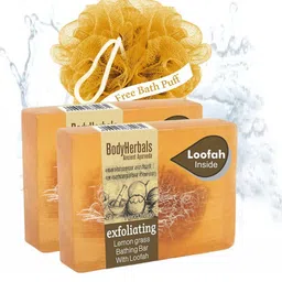 BodyHerbals Set of 2 Exfoliating Lemongrass Handmade Soap with Loofah - 100 g Each-2