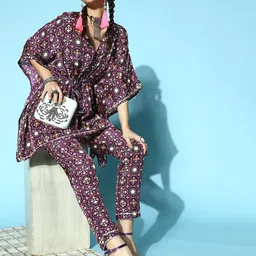 Shae by SASSAFRAS Women Charming Purple Ethnic Motifs All in the Details Trousers-6
