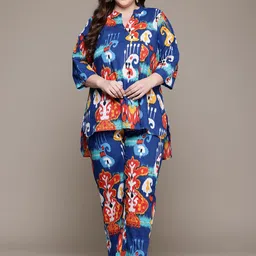 Readiprint Fashions Plus Size Printed Pure Cotton Tunic With Trousers-image-9