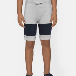 Tommy Hilfiger Boys Grey & Navy Blue Colourblocked Regular Fit Shorts-image-61