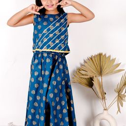 Superminis Girls Ethnic Motif Printed Gotta Patti Lehenga With Blouse-picture-13