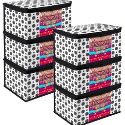 Kuber Industries Black & White 6 Pieces Regular Drawer Organiser-16
