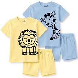 x2o Selection Of 2 Kids Printed Pure Cotton Sleeveless T-shirt With Shorts-14