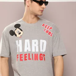 Kook N Keech Disney Men Mickey Mouse Printed Oversized Drop-Shoulder Sleeves T-shirt-picture-5