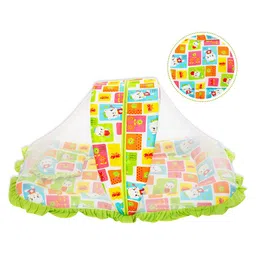 MeeMee Kids Green & Orange Printed  Mattress Set With Neck Pillow and Bolsters-image-59
