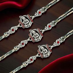 ADIVA Lord Krishna Stone Studded Rakhi With Pooja Thali Roli Chawal Gift Set-image-62