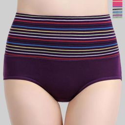 PLUMBURY Pack Of 3 Printed High-Rise Cotton Tummy Shaper Briefs-image-70