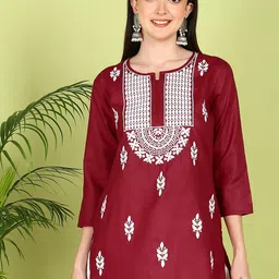 TOP N THREAD Ethnic Motifs Embroidered Chikankari Chikankari Kurti-image-74