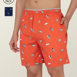 XYXX Men Pack of 2  Orange & Blue Printed Cotton Anti-Bacterial Boxers-image-63