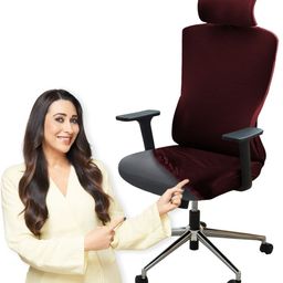 HOKIPO Burgundy Headrest Cover Elastic Rotating Office Chair Seat Cover-image-0
